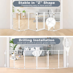 Paulmele dog gate features anti-slip feet for stability