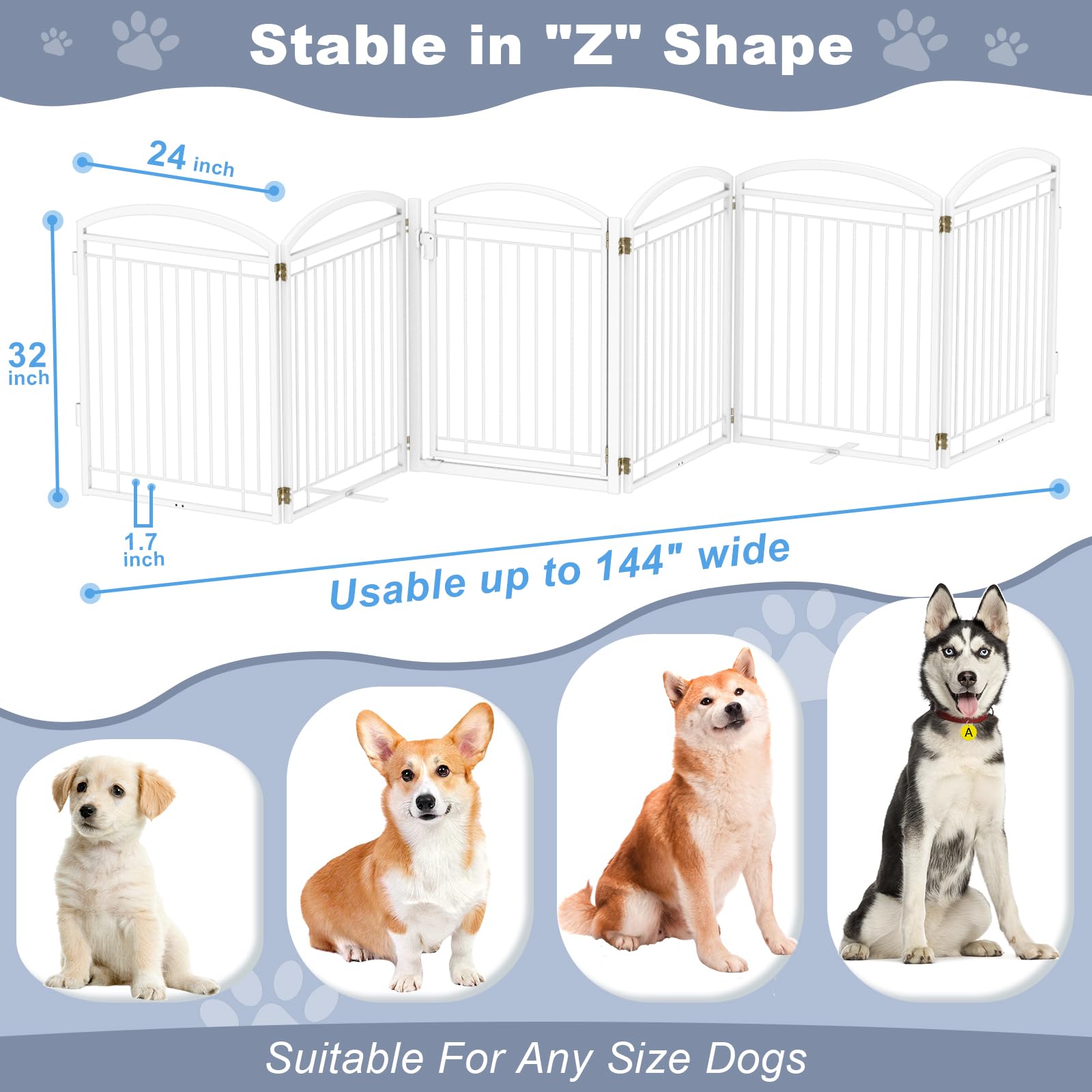 Paulmele dog gate deployed on a deck for outdoor safety