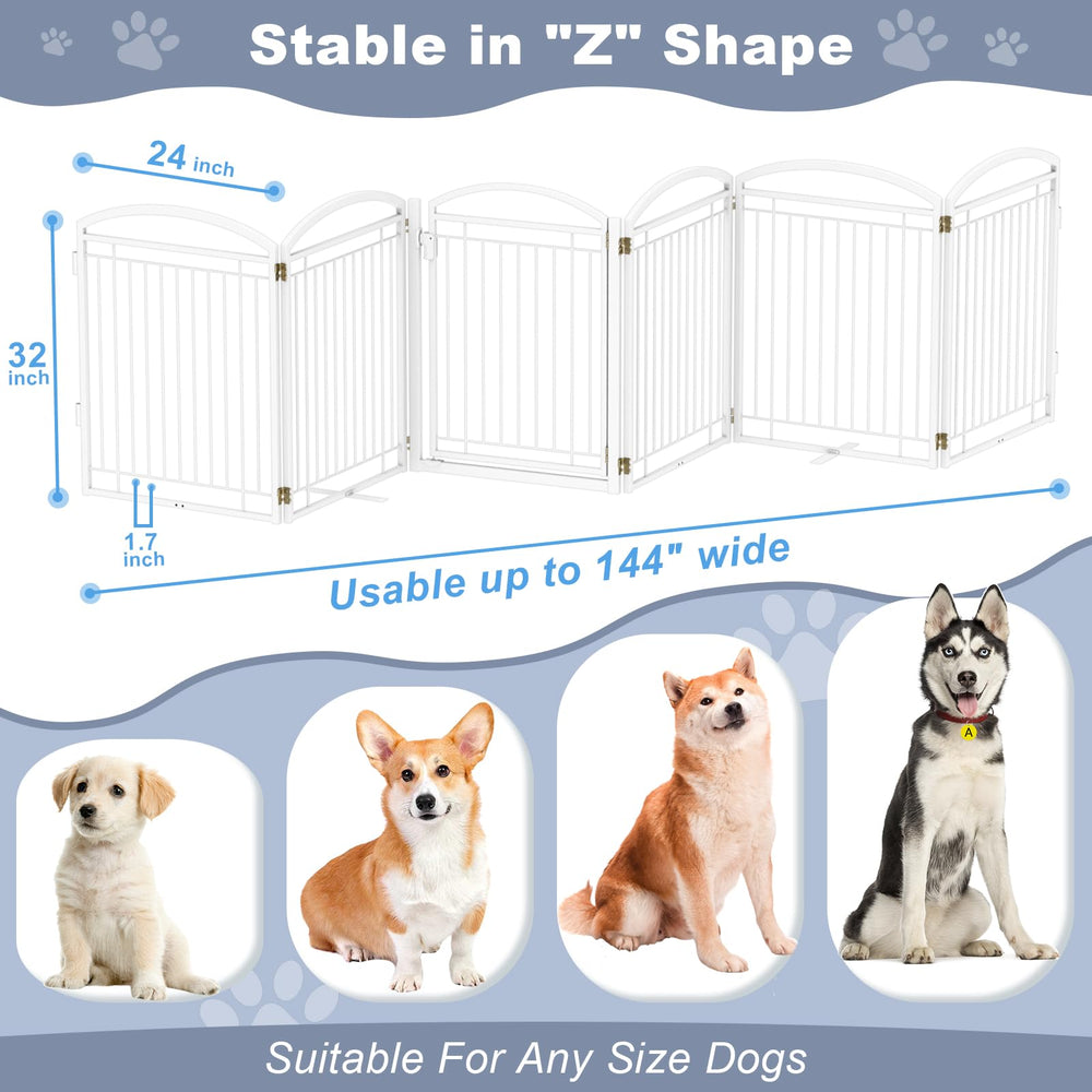 Paulmele dog gate deployed on a deck for outdoor safety