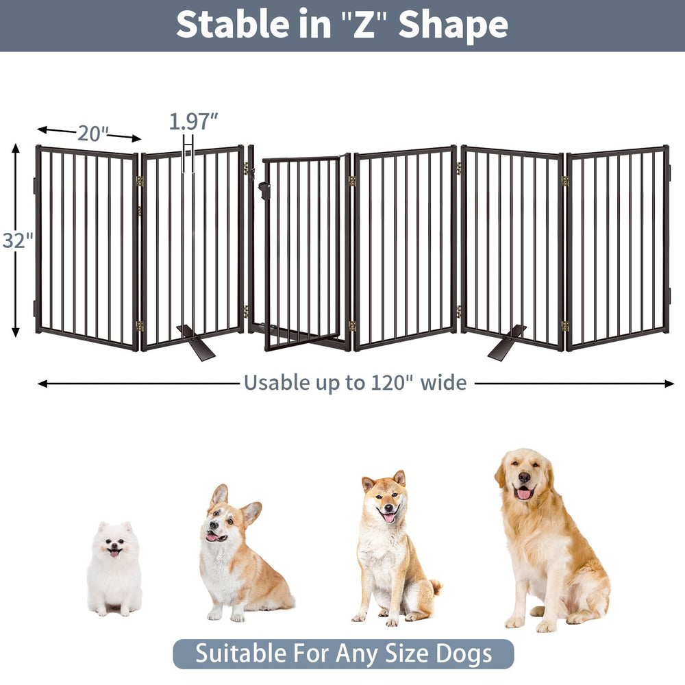 Paulmele indoor-outdoor dog gate offers sturdy all-metal design for durability.