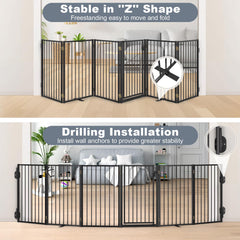 Paulmele dog gate with walk-through door enables easy passage for people.