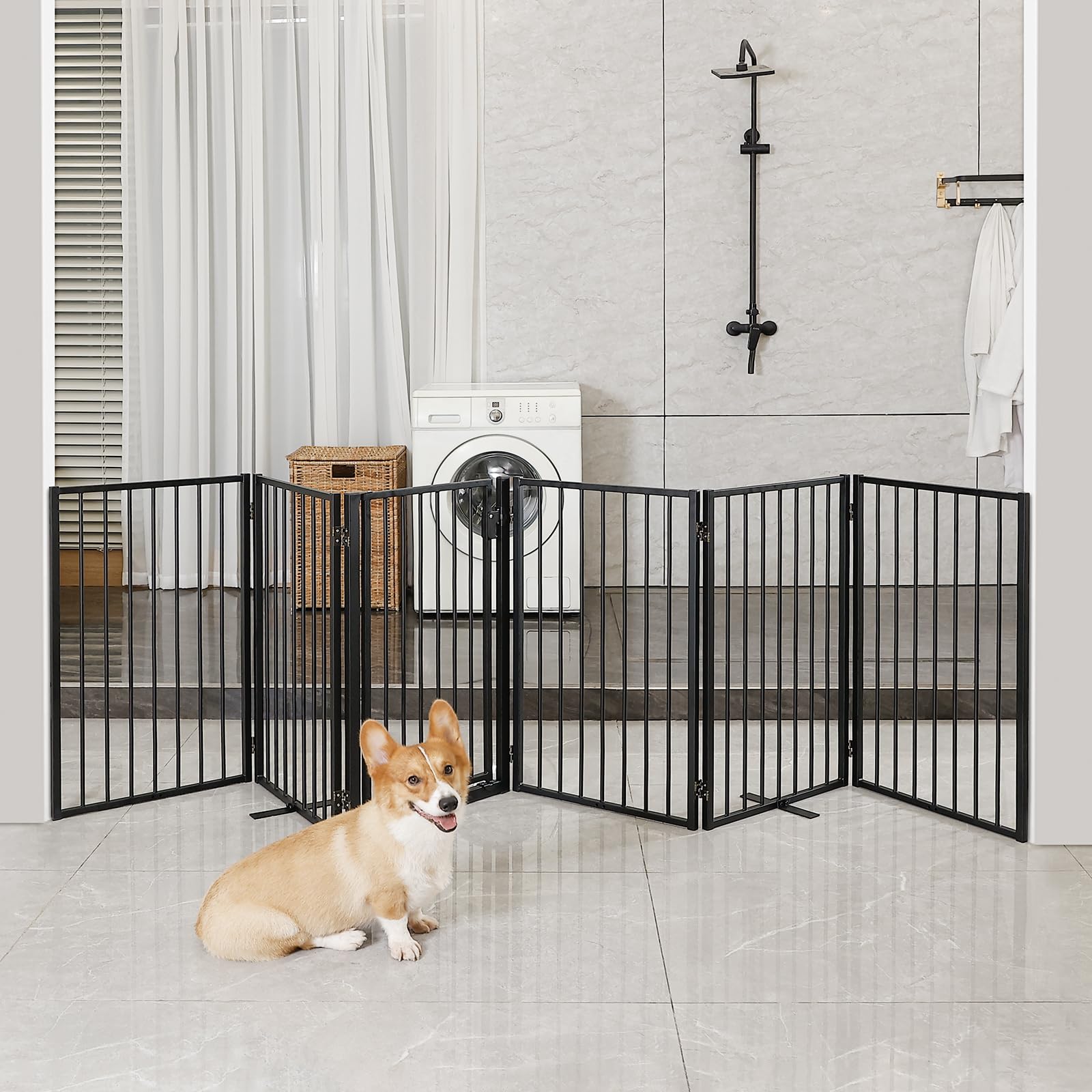 Paulmele gate secures wide yard and porch entrances, simplifying pet management.