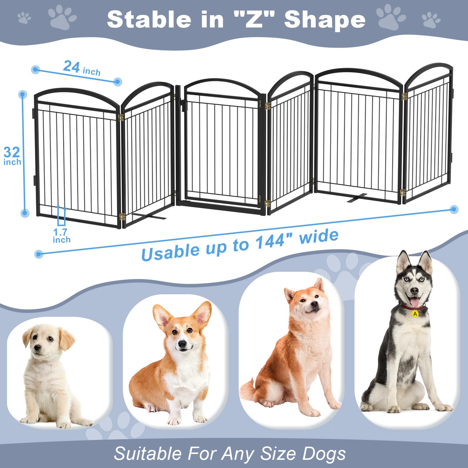 Paulmele durable black metal gate stays sturdy in busy households for pet separation.