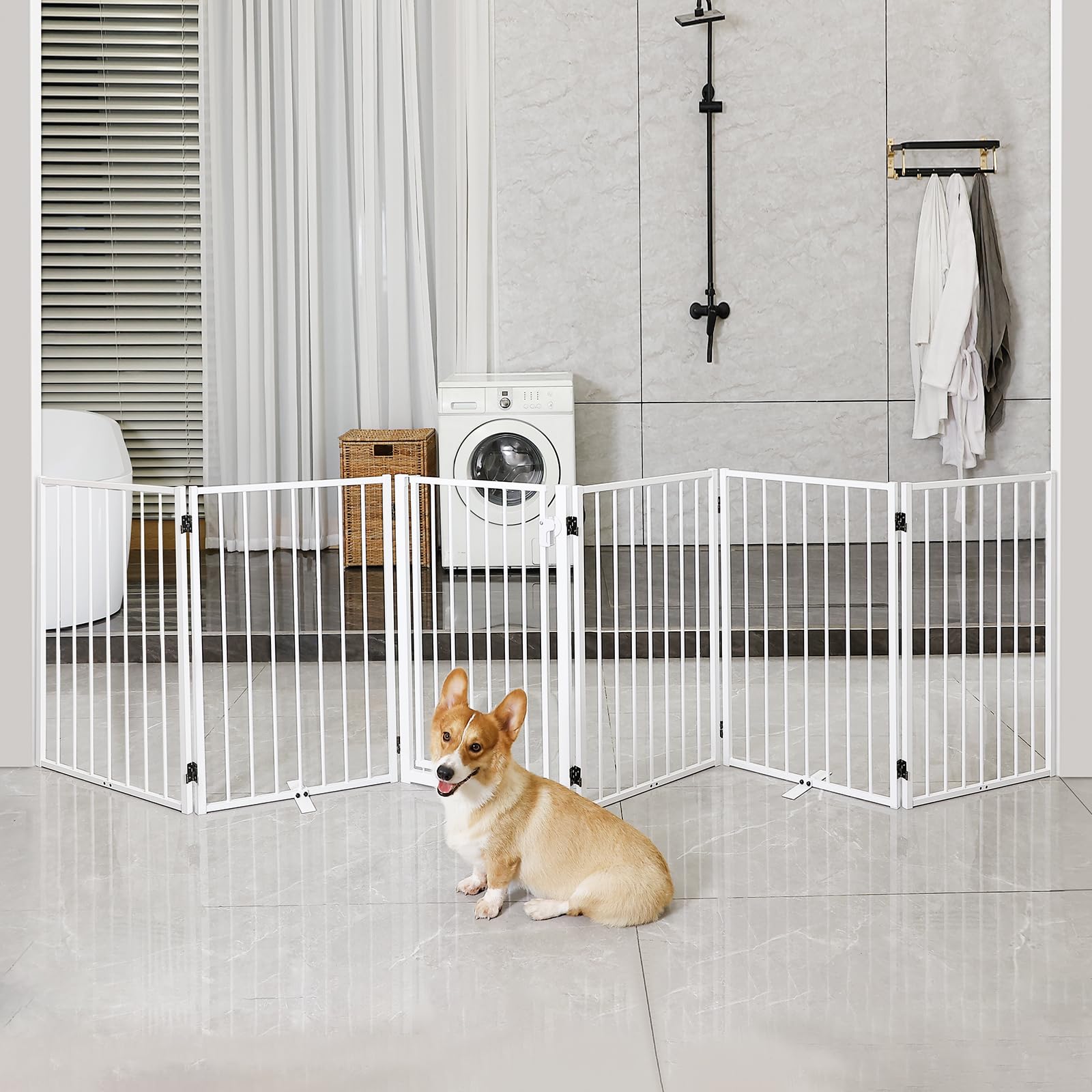 Paulmele foldable pet fence remains portable and easy to reposition