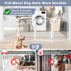 Paulmele four panel dog gate assembled demonstrates versatile layout for large openings.