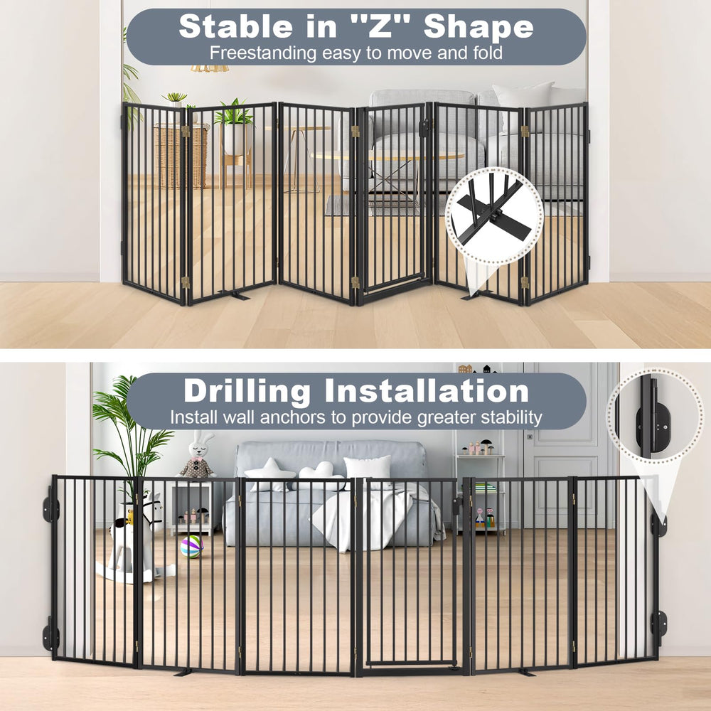 Paulmele freestanding gate in living room showcases easy repositioning