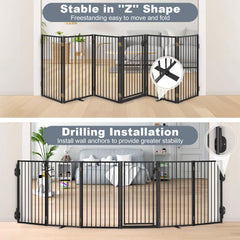 Paulmele freestanding gate in living room showcases easy repositioning