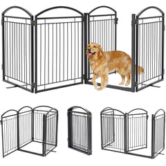 Paulmele full metal dog gate with door walk-through design for easy pet access