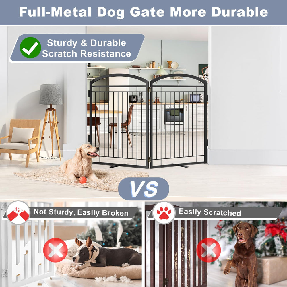 Paulmele gate side view highlights sturdy all-metal construction
