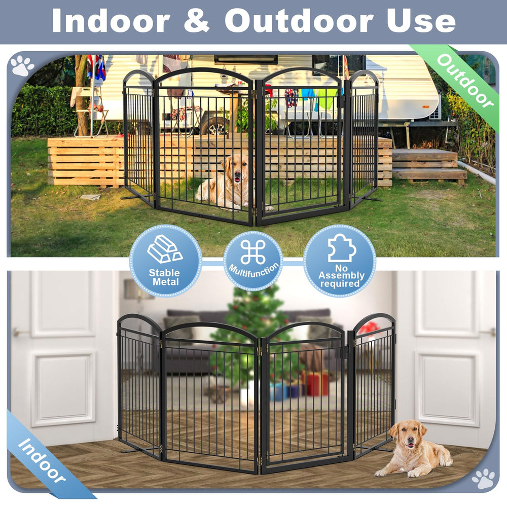 Paulmele indoor-outdoor black gate fits wide openings like decks and doorways