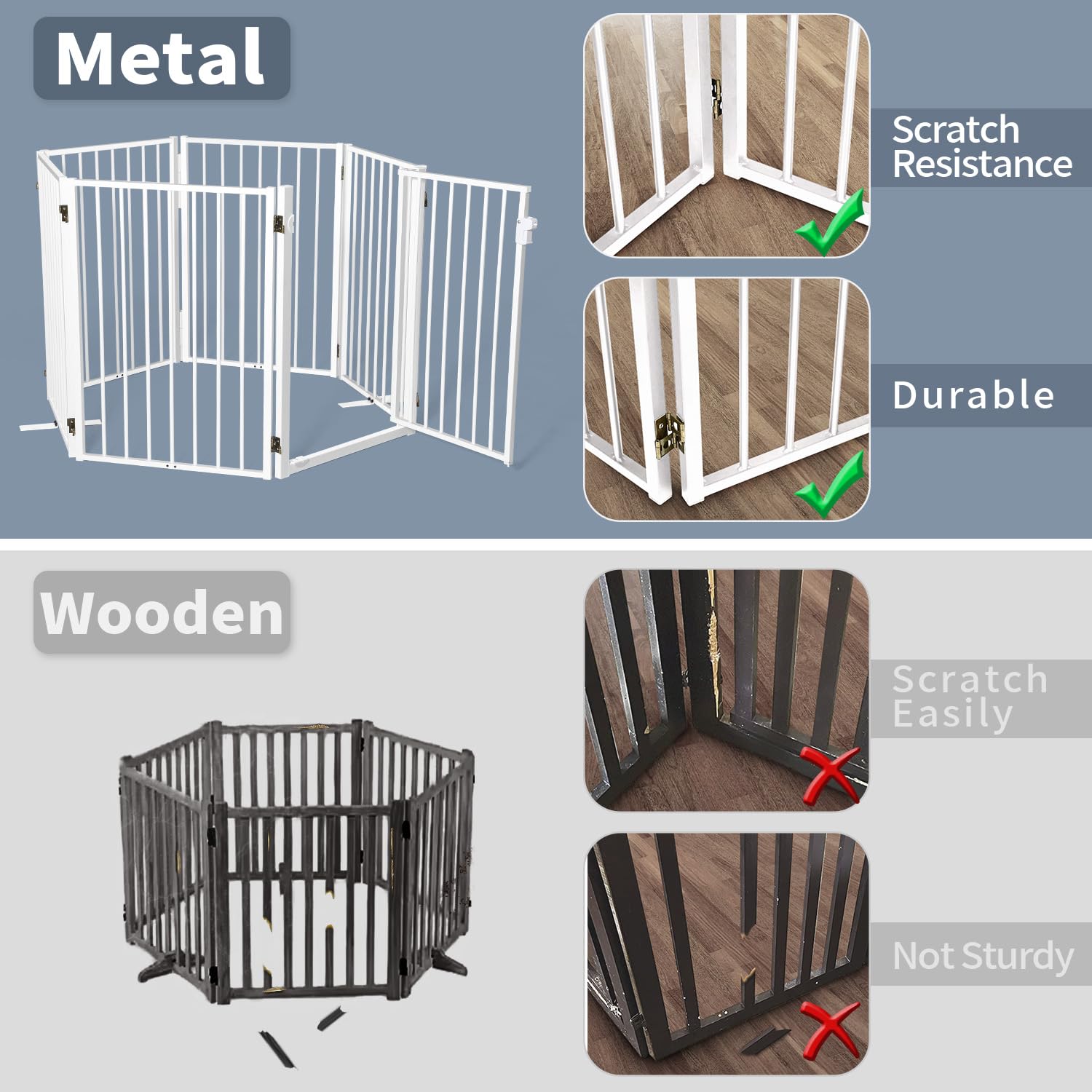 Paulmele dog gate with door provides walk-through access and security