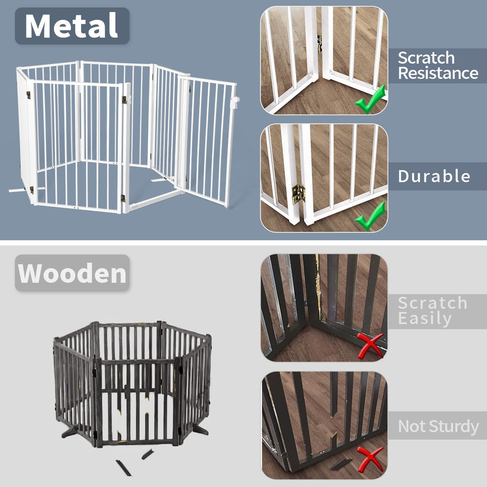 Paulmele dog gate with door provides walk-through access and security