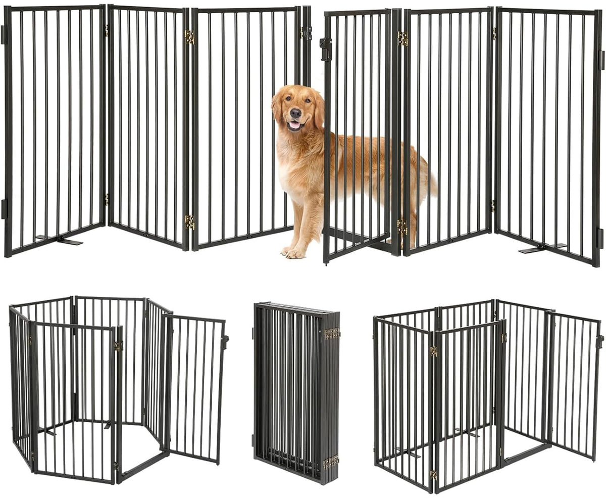 Paulmele metal gate with door front view shows durable all-metal construction