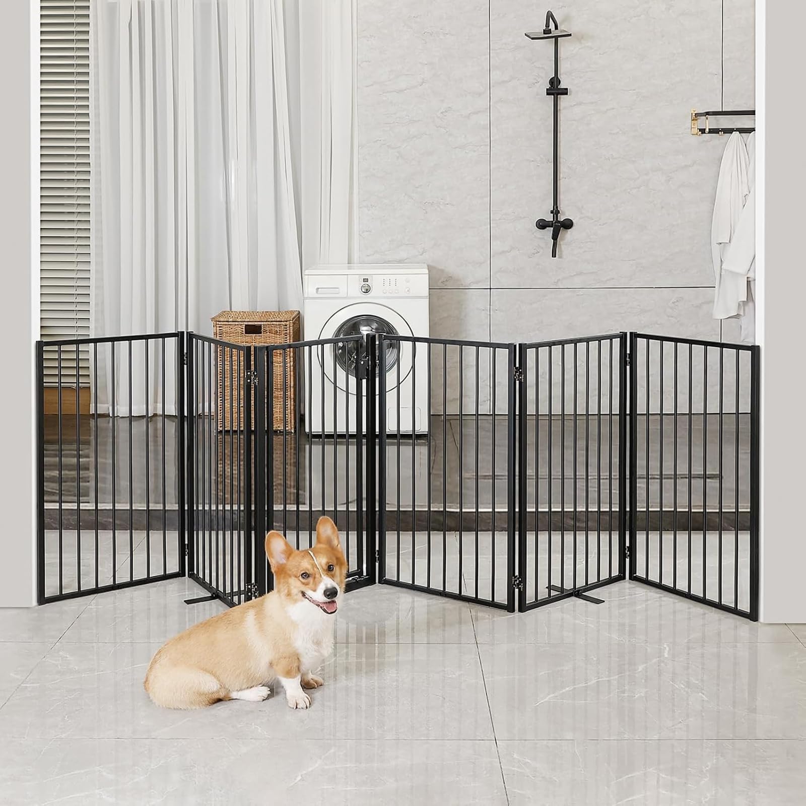 Paulmele outdoor-ready gate withstands decks and porches for safe pet zones