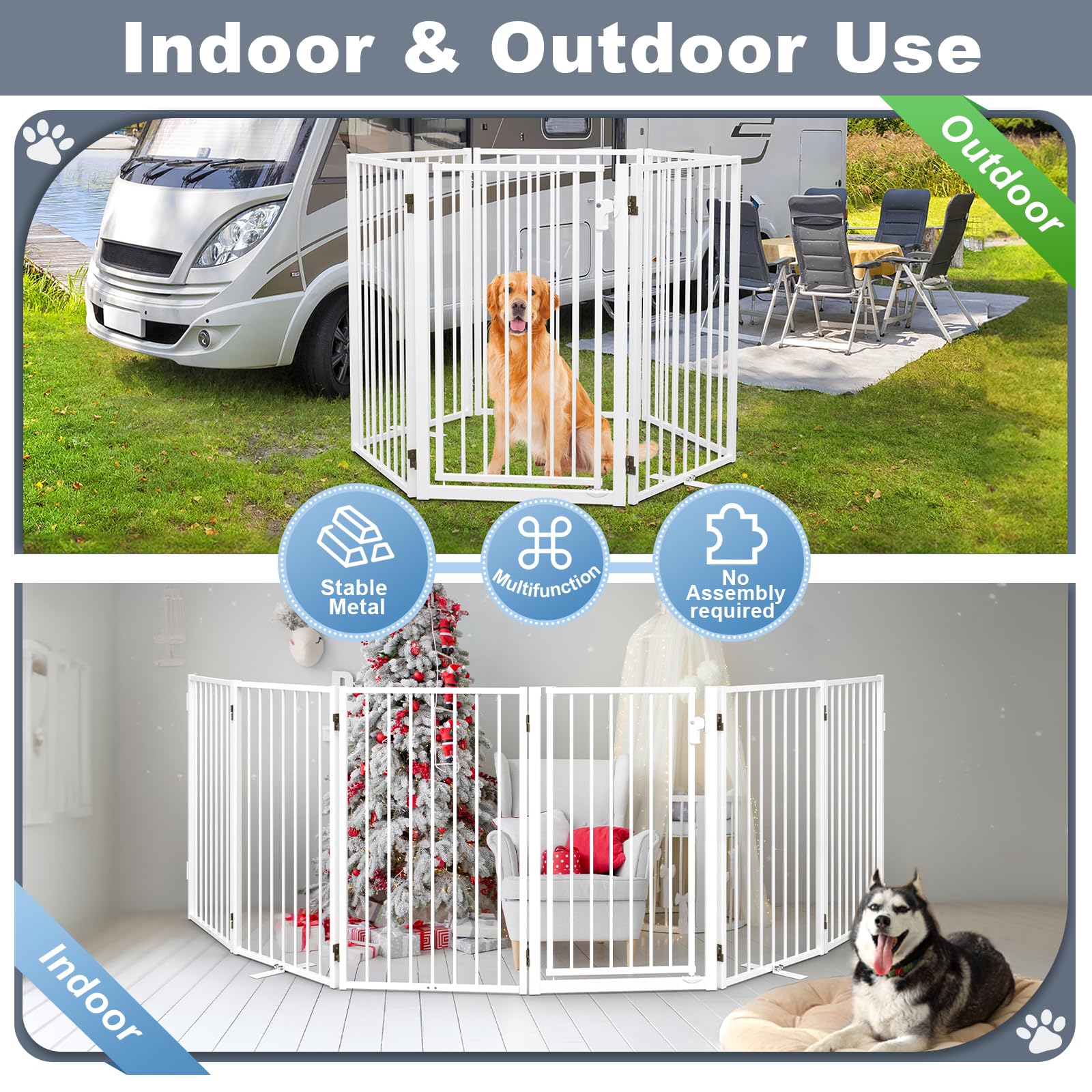 Paulmele outdoor-indoor dog gate suitable for decks and porches