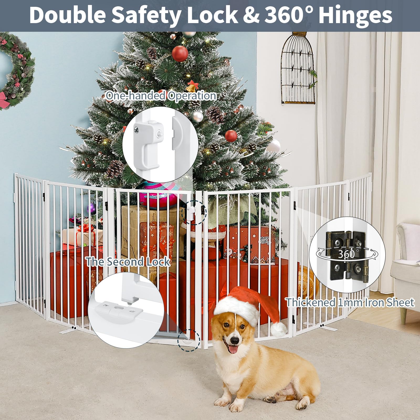 Paulmele six-panel foldable dog gate design for versatile layouts