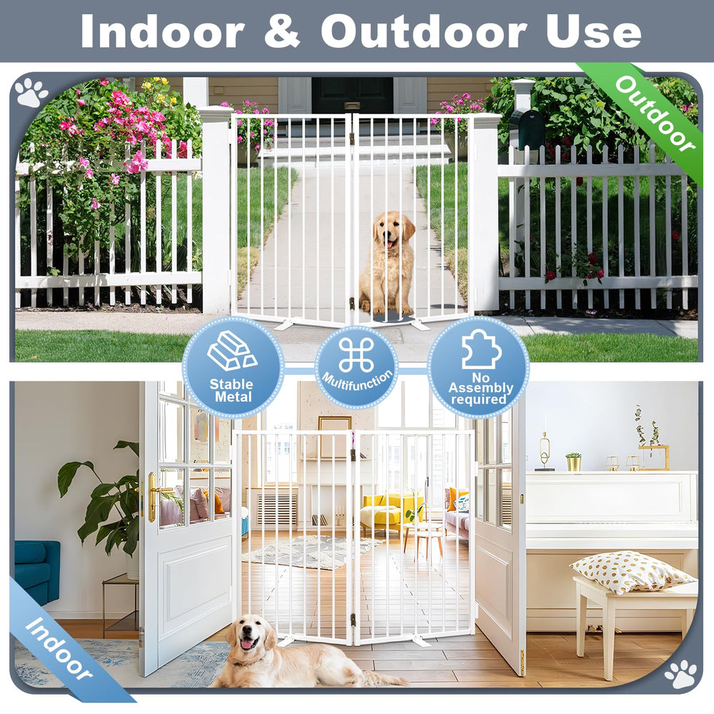Paulmele white 2-panel 36in tall gate fits wide doorways and decks