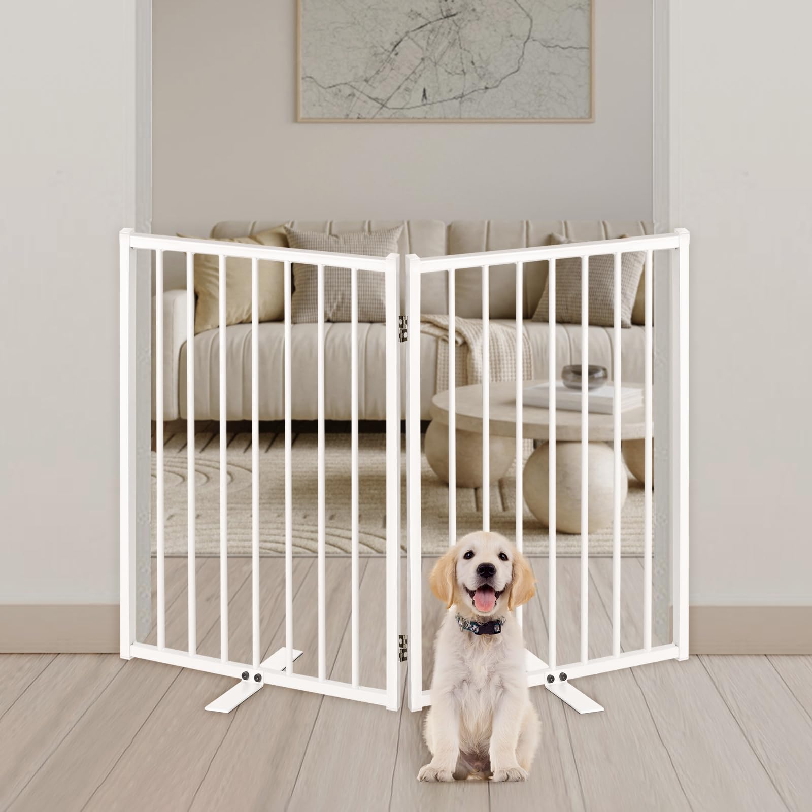 Paulmele white two-panel gate fits doorways and large openings