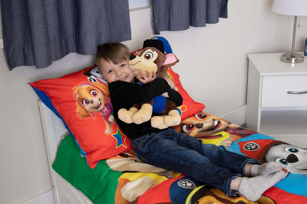 Paw Patrol Chase blue room décor display adds playful charm.