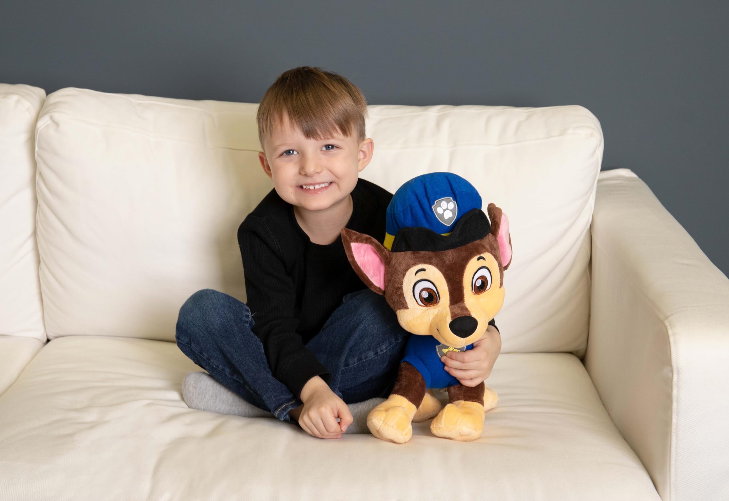 Paw Patrol Chase blue travel-snuggle pillow supports on-the-go adventures.