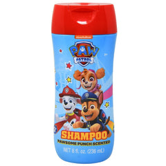 Paw Patrol 8 oz bottle front view, tear-free kids shampoo with fruity scent