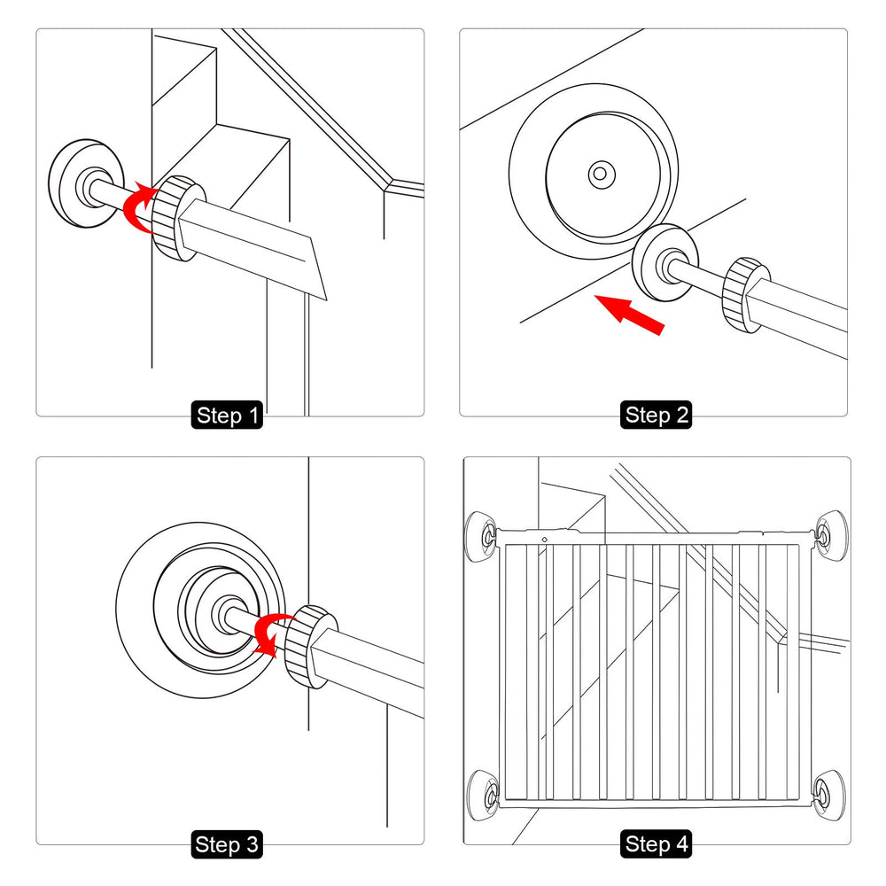 PAWOAH easy installation image shows tool-free setup on doorways