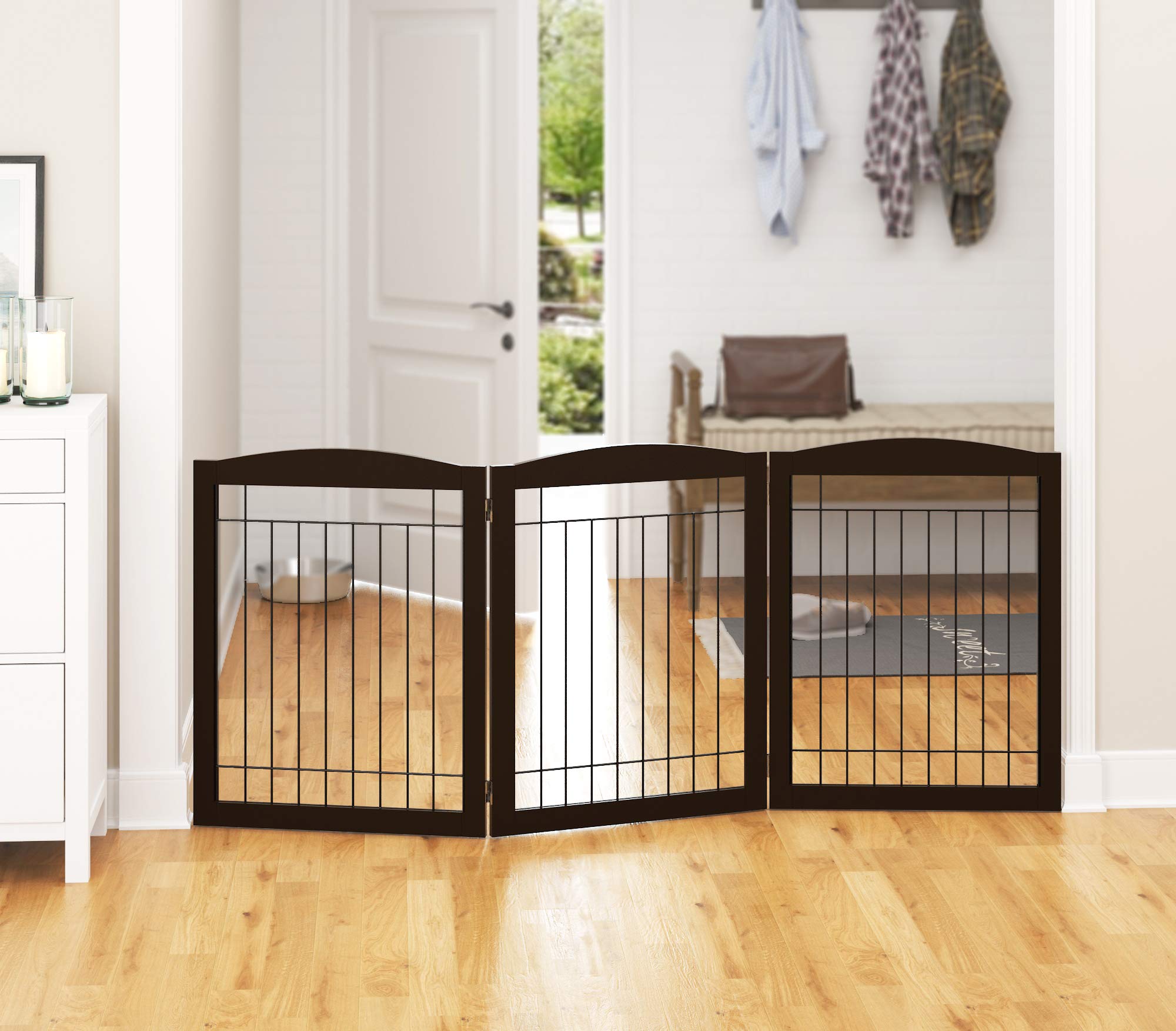 PAWLAND 72in extra-wide gate in espresso wood for wide doorways