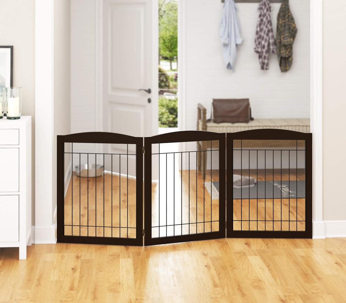 PAWLAND 72in extra-wide gate in espresso wood for wide doorways