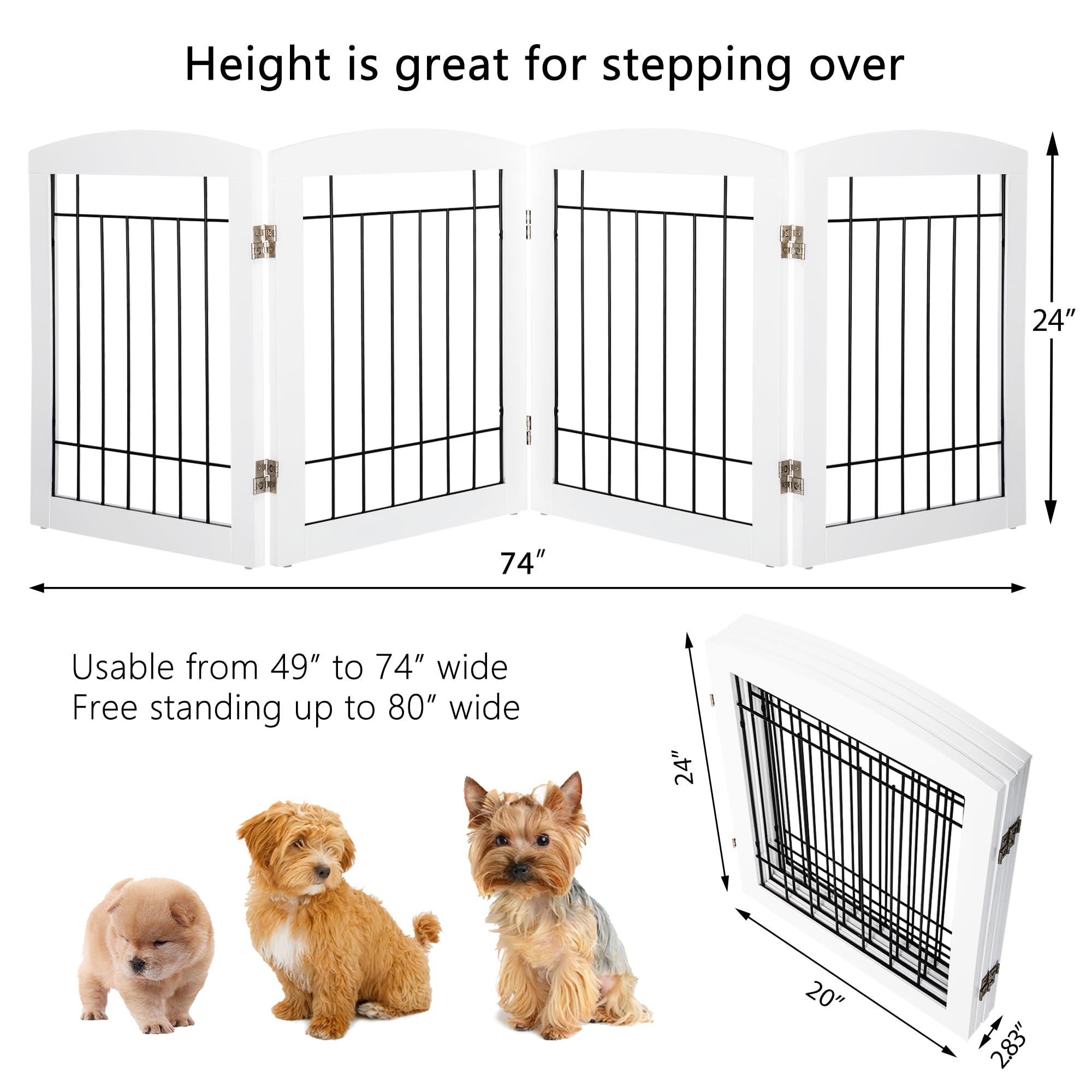 PAWLAND free-standing gate stands confidently without screws, easy to reposition.