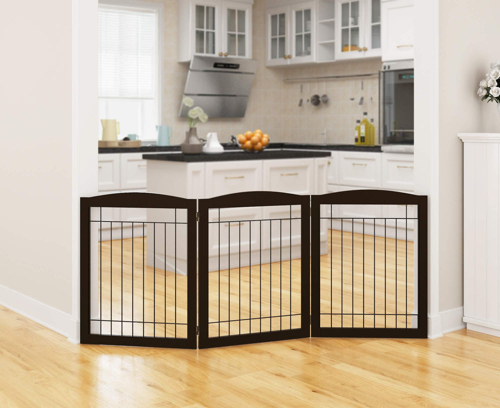 PAWLAND gate with non-slip feet protects floors while keeping pets contained