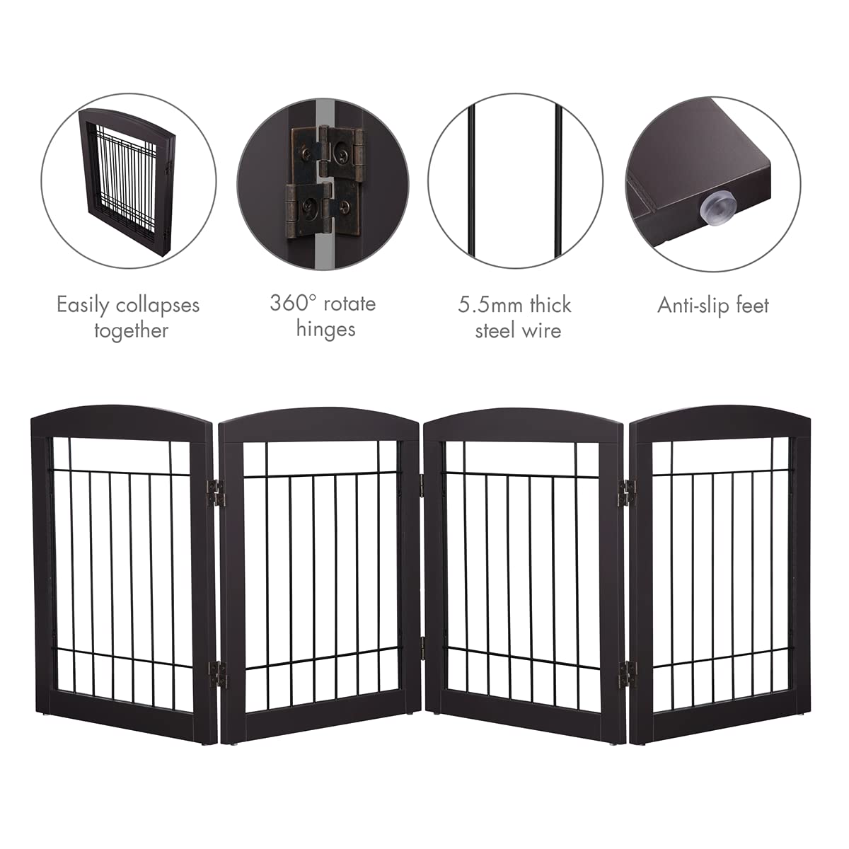 PAWLAND gate with non-slip feet protects floors during use
