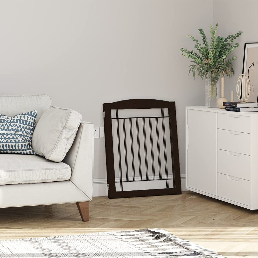 PAWLAND espresso gate in living area enhances pet safety during daily routines