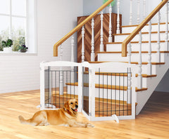 PAWLAND extra-wide dog gate doorway setup demonstrates freestanding convenience.
