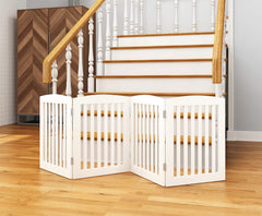 PAWLAND wooden gate in hallway keeps pets contained while people pass.