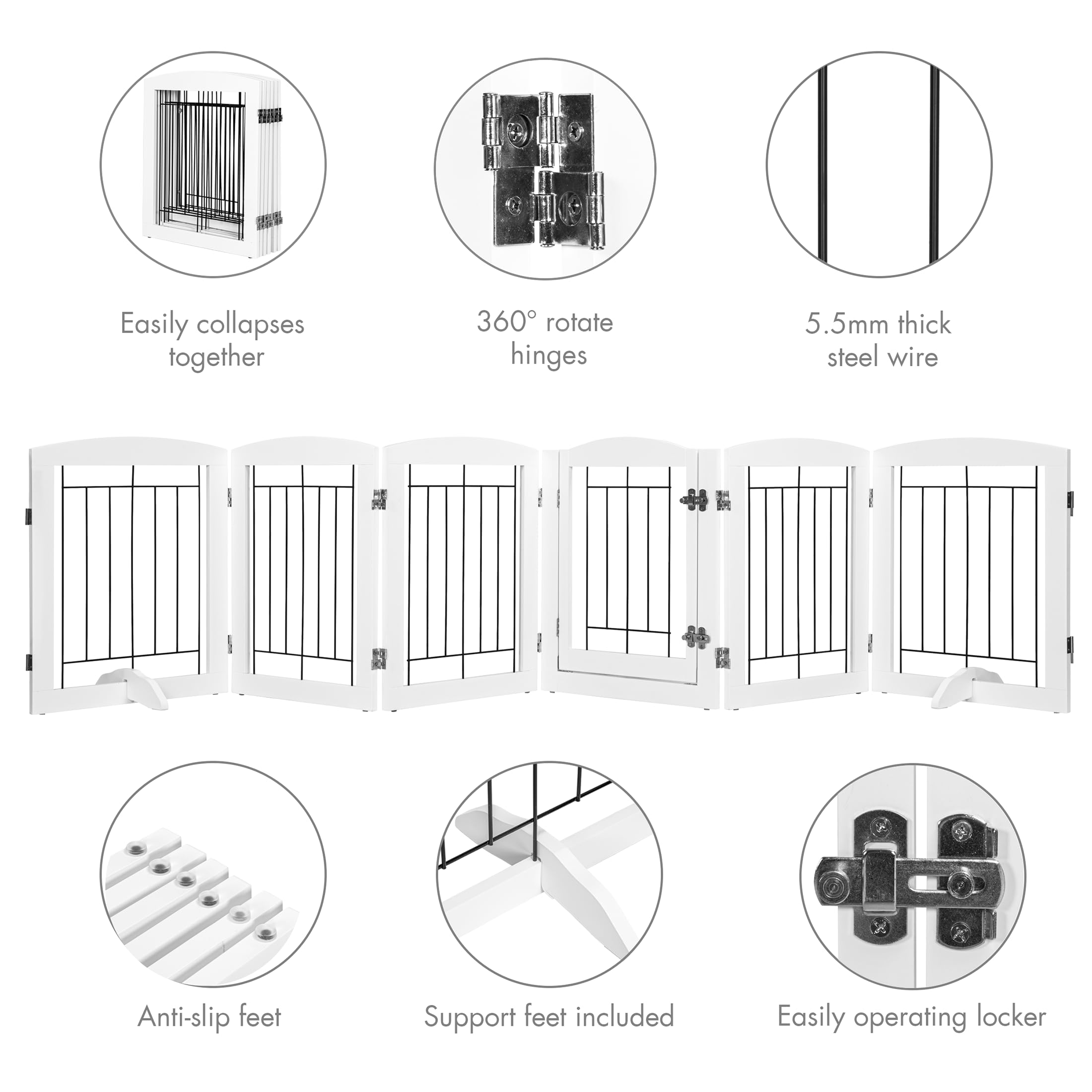 PAWLAND non-slip feet protect floors during gate use.