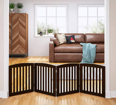 PAWLAND dog gate folded for compact storage beside furniture