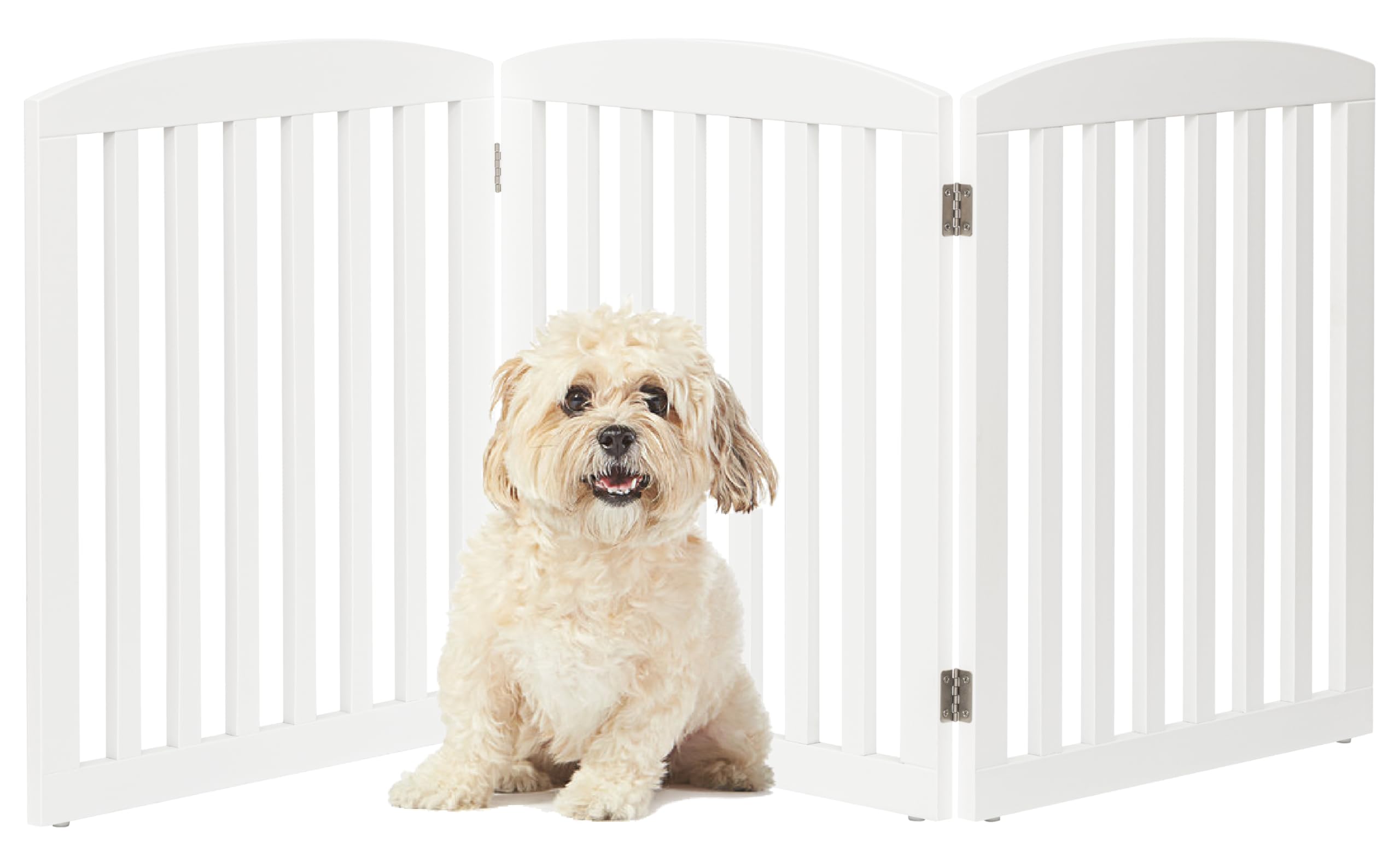 PAWLAND wooden freestanding pet gate folded for compact storage