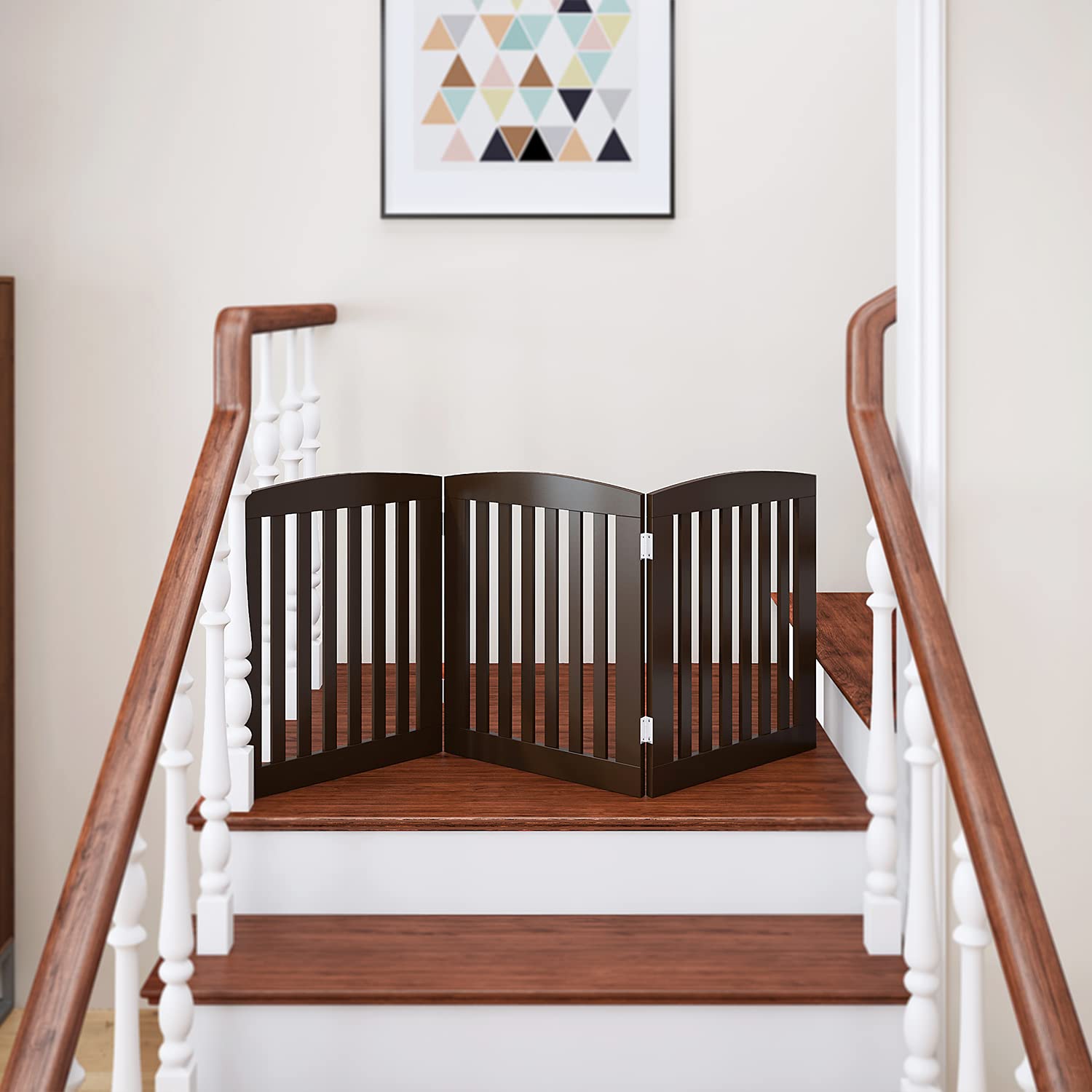 PAWLAND espresso gate with non-slip feet on floor