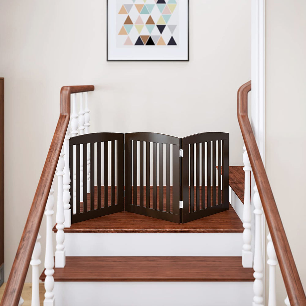 PAWLAND espresso gate with non-slip feet on floor