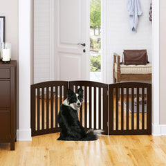 PAWLAND espresso gate open position highlighting wide span for room separation