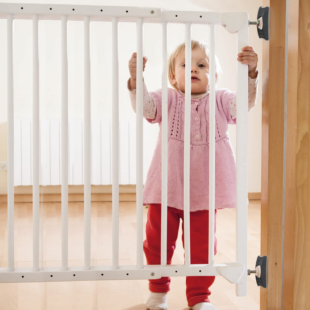 PAWOAH Smartfit wall protector shown on a doorway for pet gate safety.