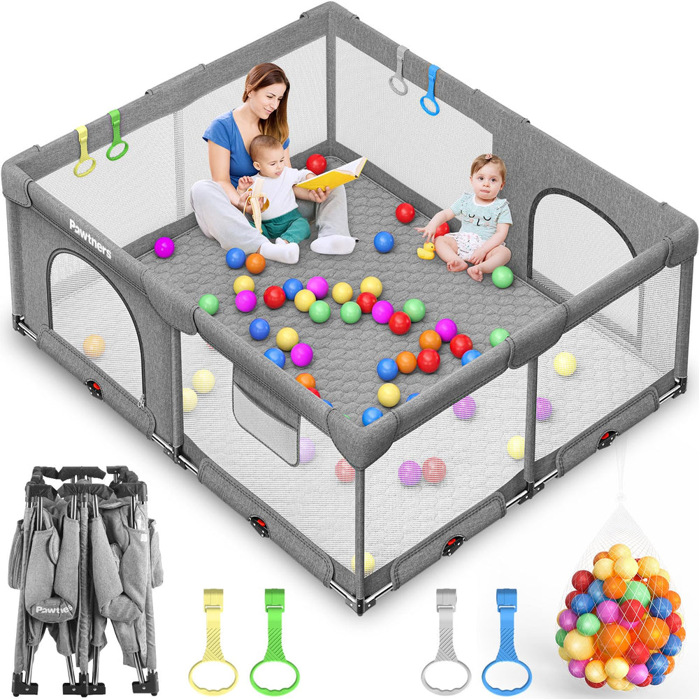 Pawtners foldable playpen assembled for quick setup and safe playtime