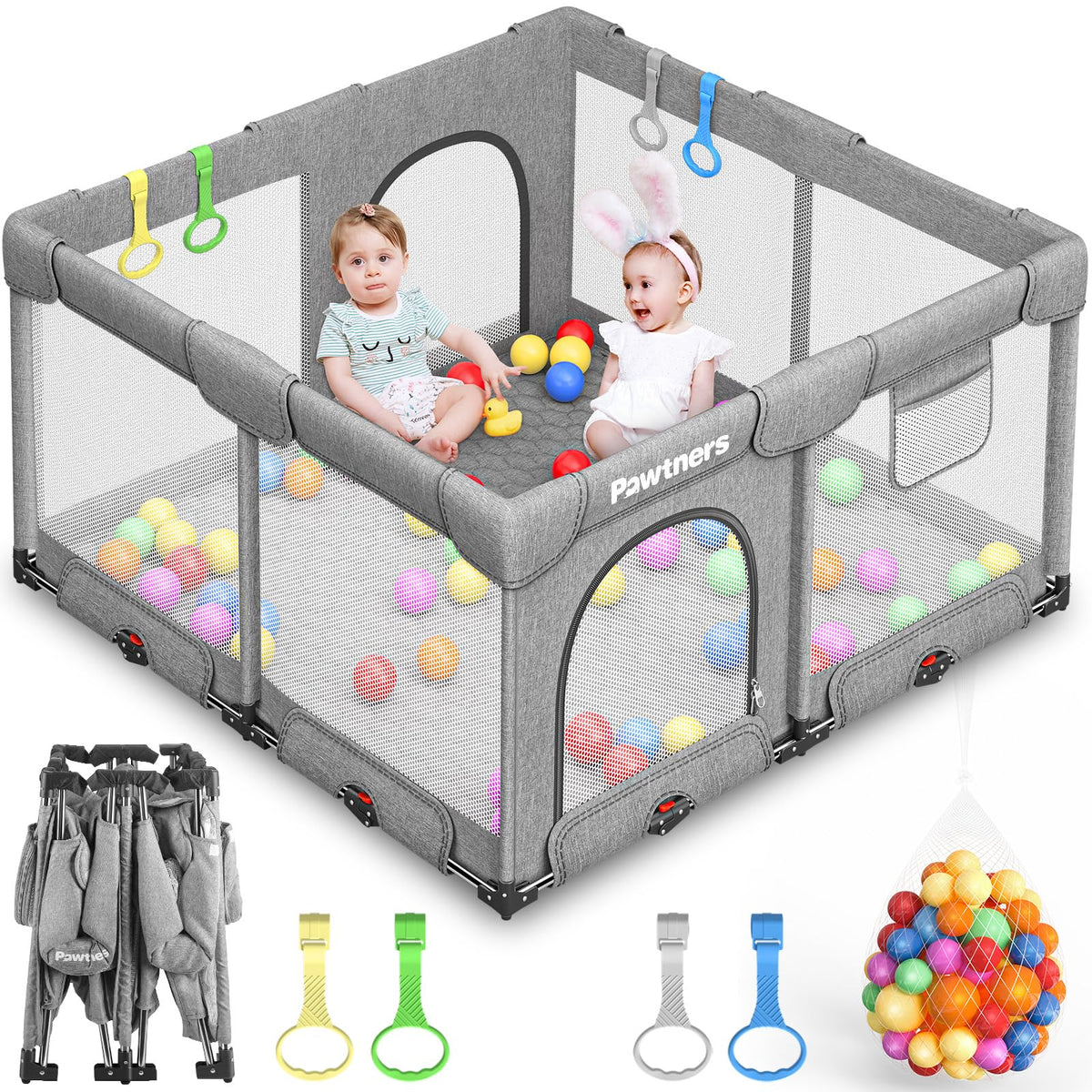 Pawtners foldable playpen setup inside room for safe, contained playtime.