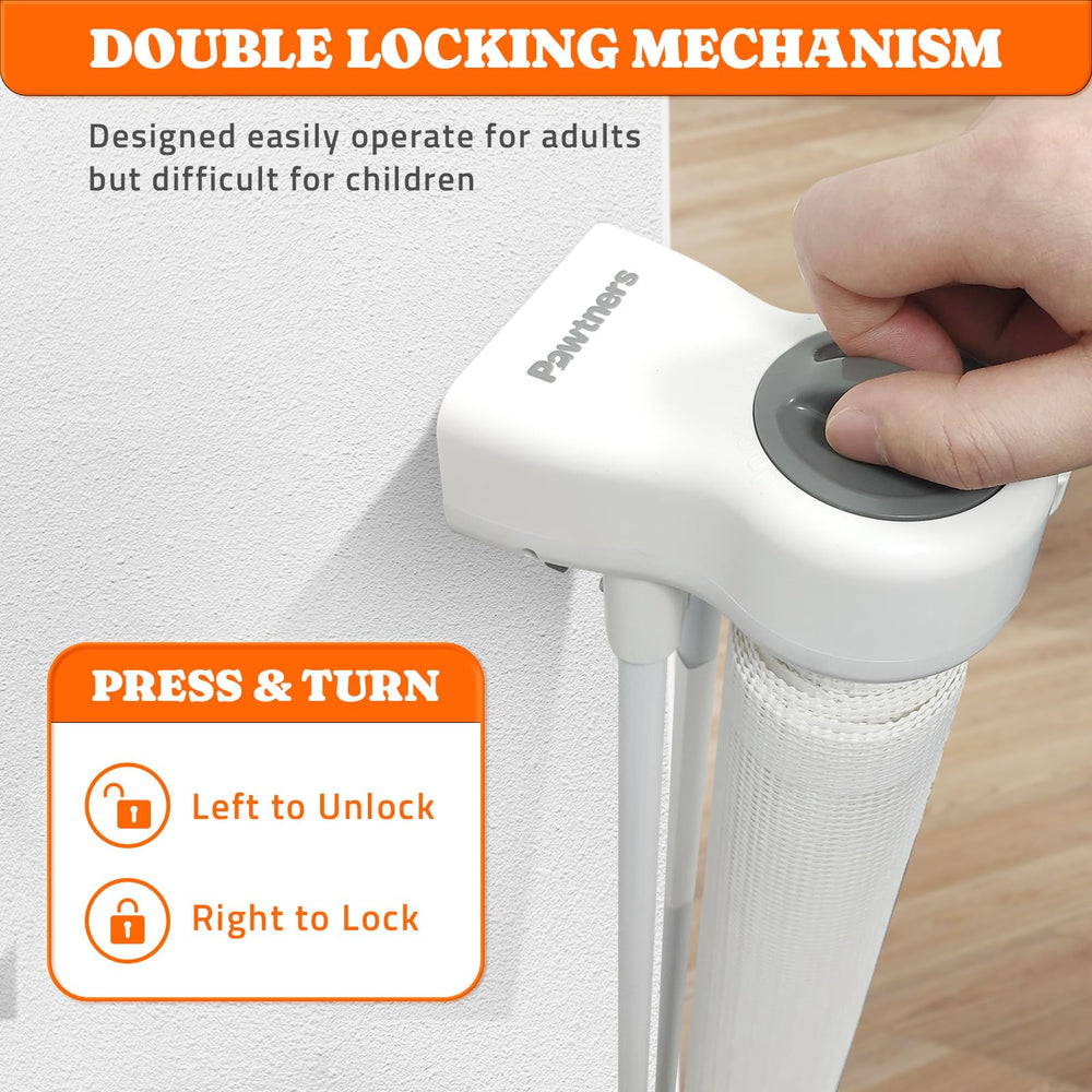 Pawtners lower-gate bracket adjustment demonstrates compatibility with baseboards.