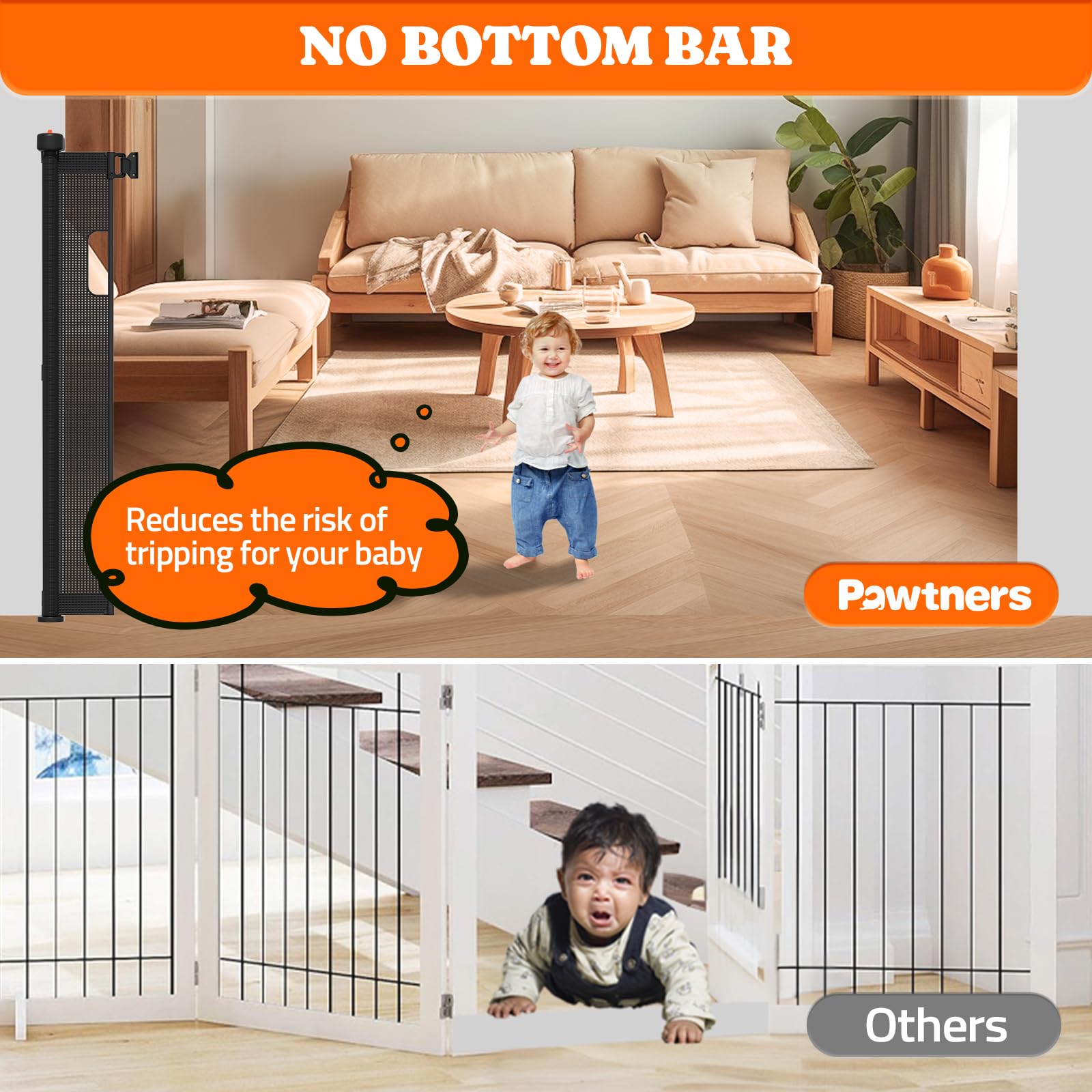Pawtners gate suitable for kitchen, living room, and stairs