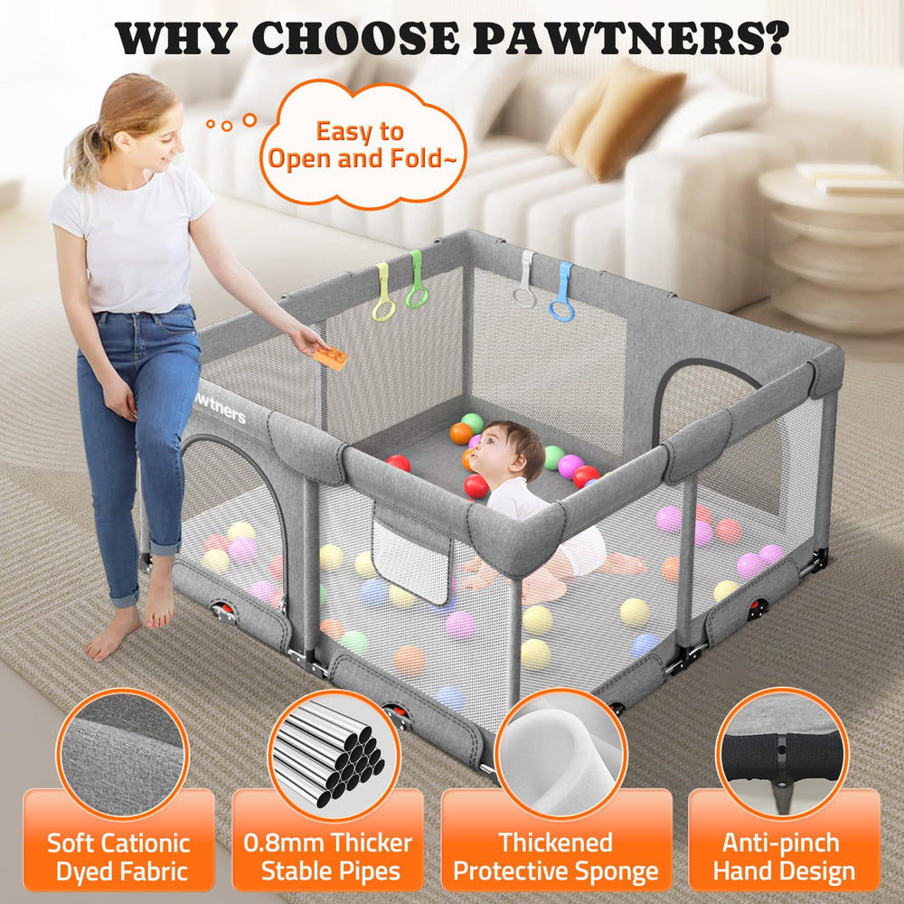 Pawtners four handles provide stability and easy navigation inside the pen.