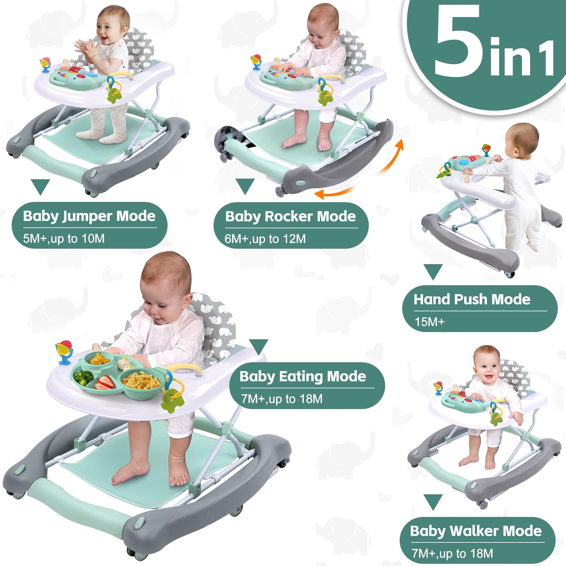 Pawtong 5-in-1 modes reveal versatile setup for growing babies.