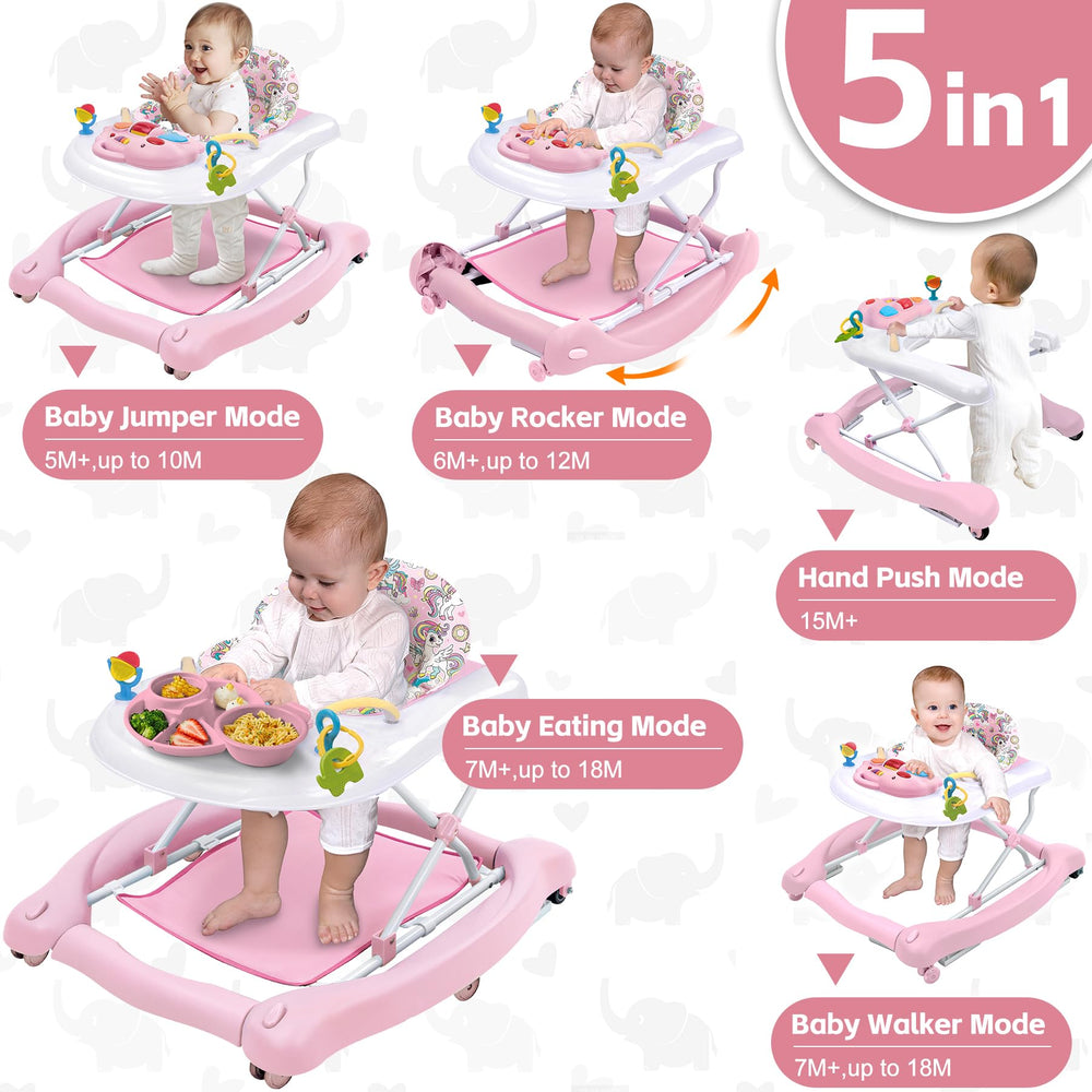 Pawtong foldable 5-in-1 walker folded compactly under furniture for storage.
