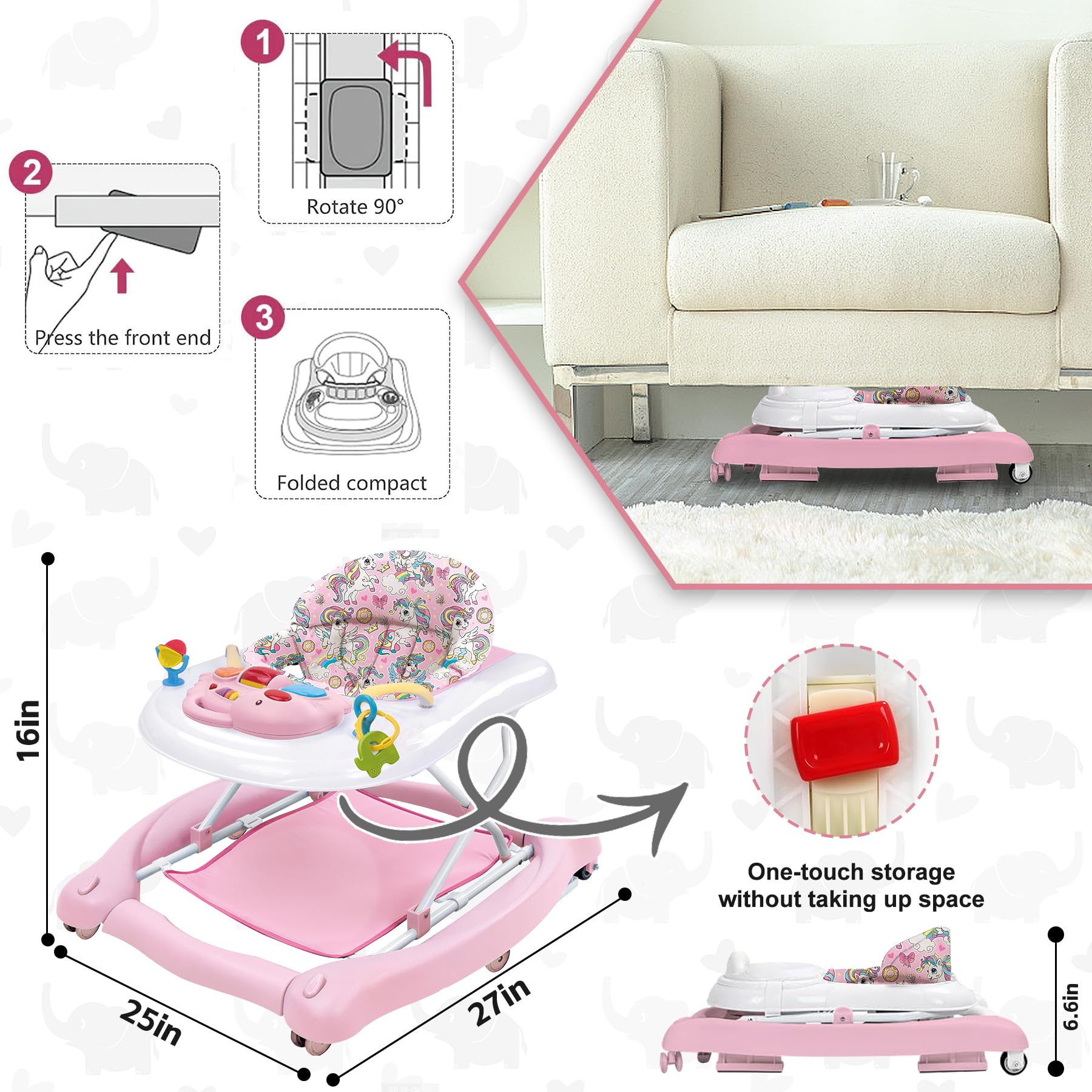 Pawtong foldable 5-in-1 walker seat-table mode ideal for snacks on the go.