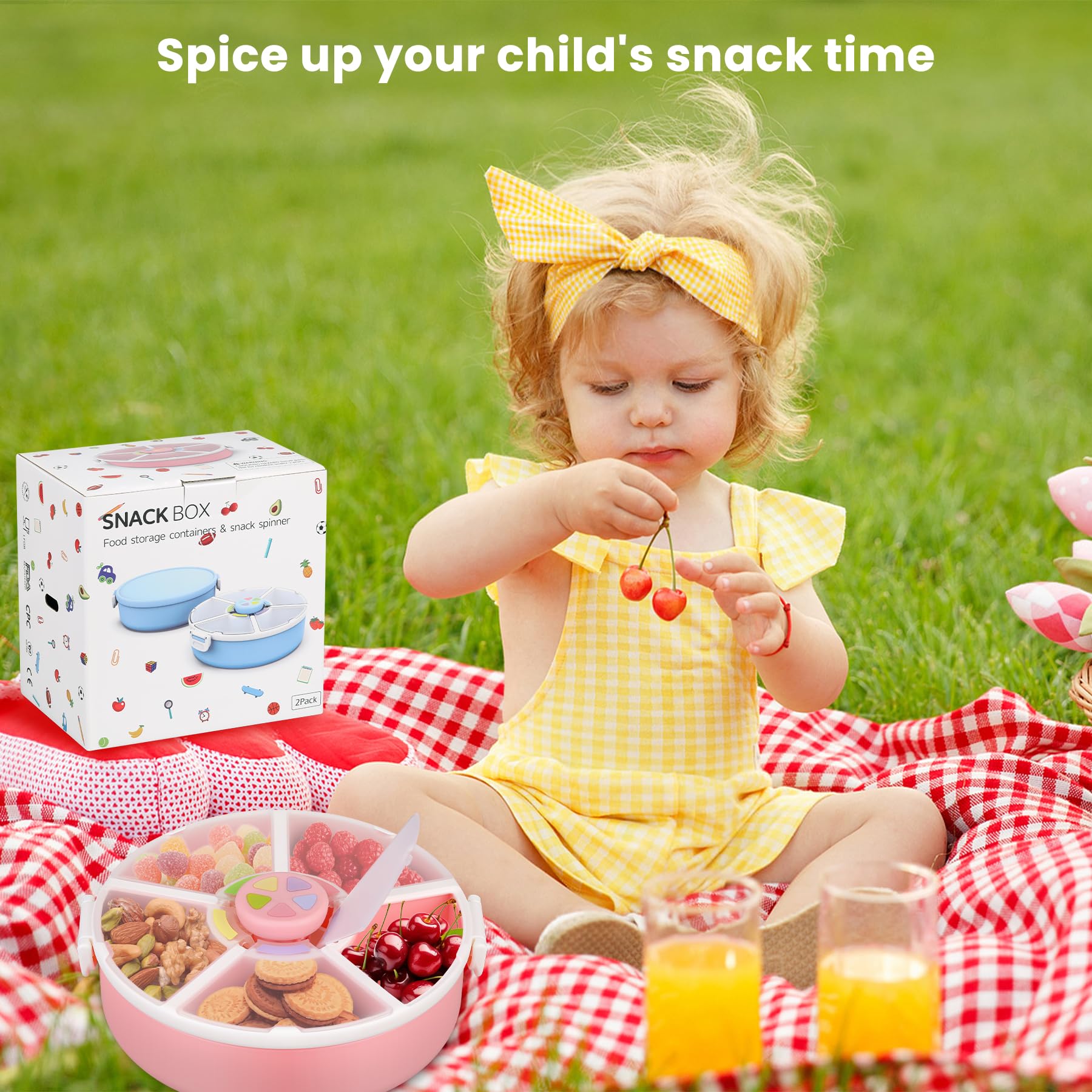 Pawtong 2-pack pink snack rotator set ideal for home, school, and travel